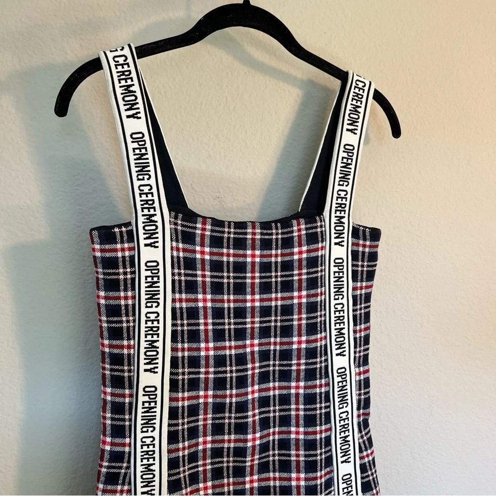 Opening Ceremony spell out logo plaid bodycon mini dress small preppy - Picture 8 of 14